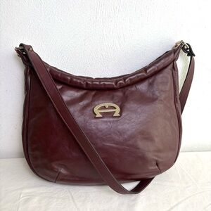 ETIENNE AIGNER vintage burgundy large big logo classic leather purse bag